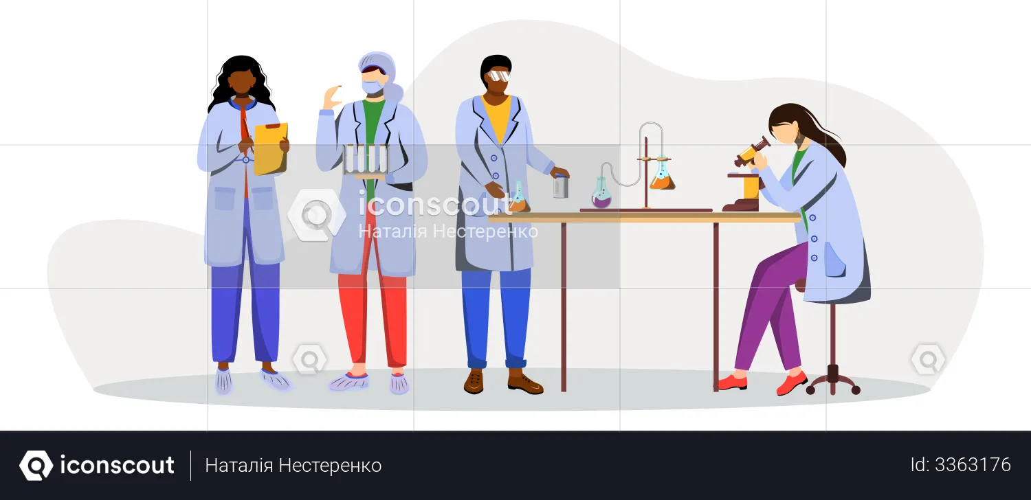 Best Scientists In Lab Coats Illustration download in PNG & Vector format