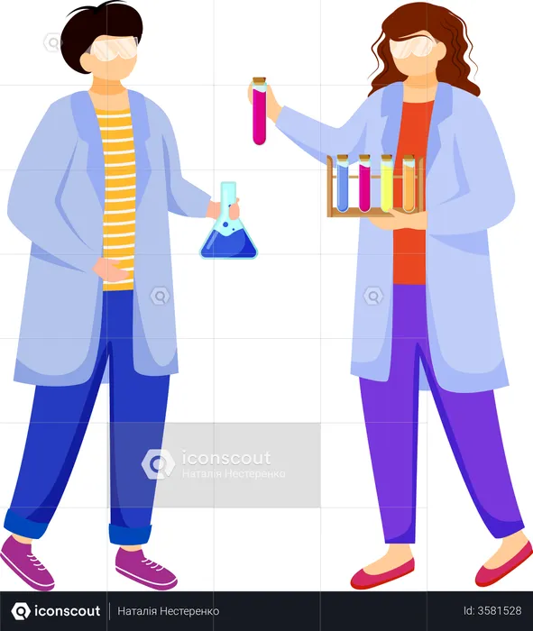 Scientists in lab coats  Illustration