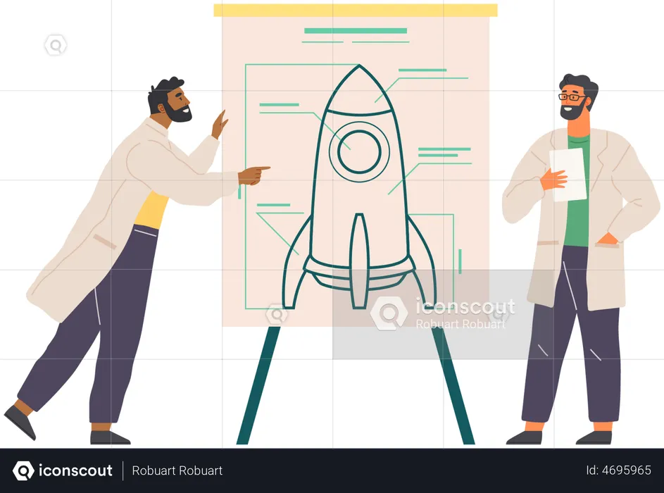 Scientists Work On Rocket  Illustration