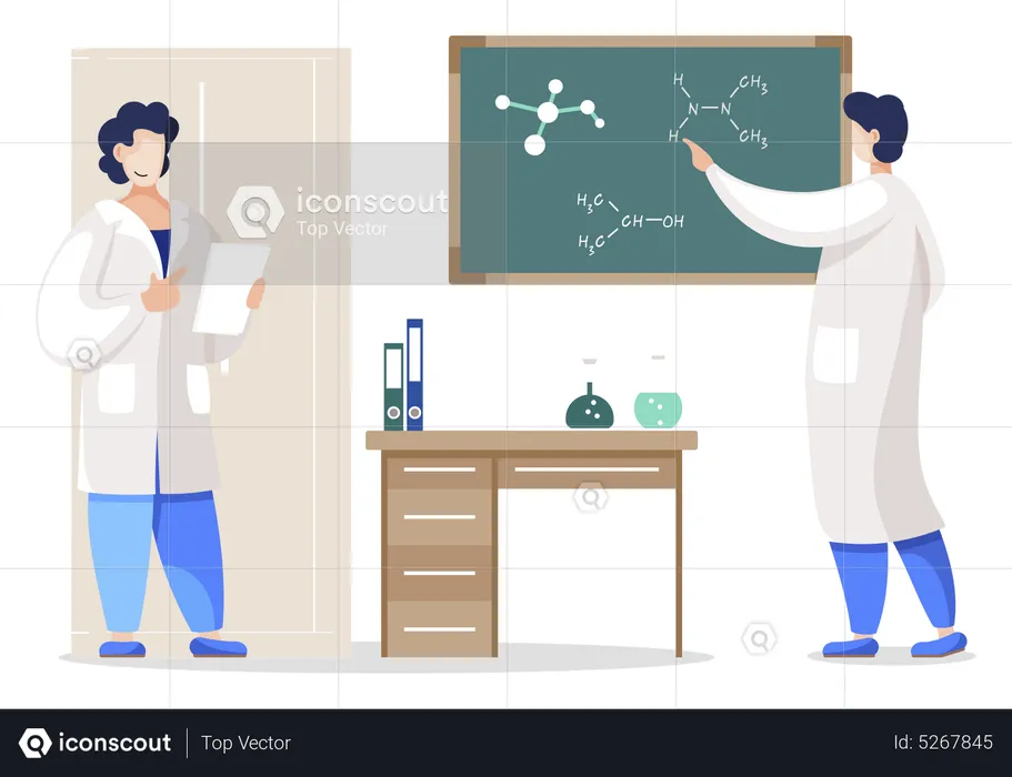 Scientists Working in Laboratory  Illustration