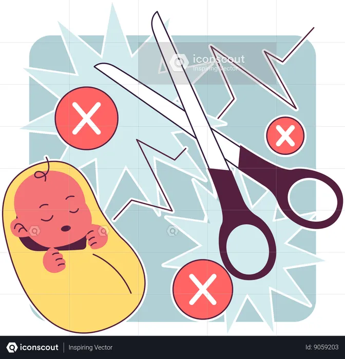 Scissor delivery of baby  Illustration