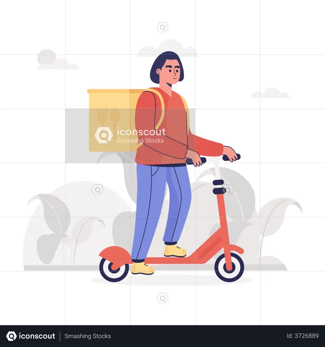 Scooter Courier  Illustration