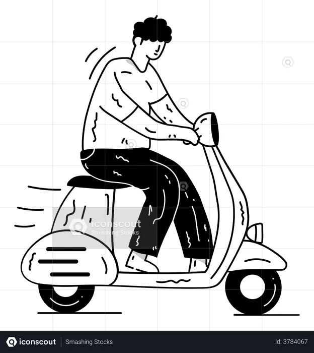 Scooter Ride  Illustration
