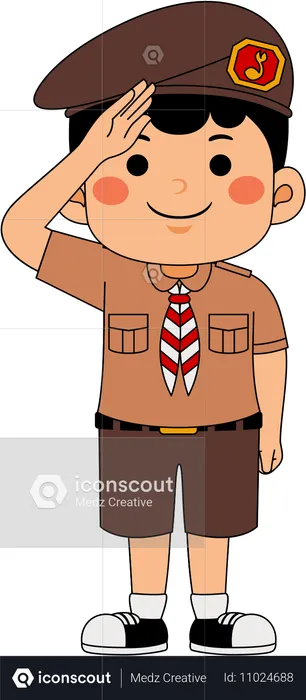 Un scout salue  Illustration