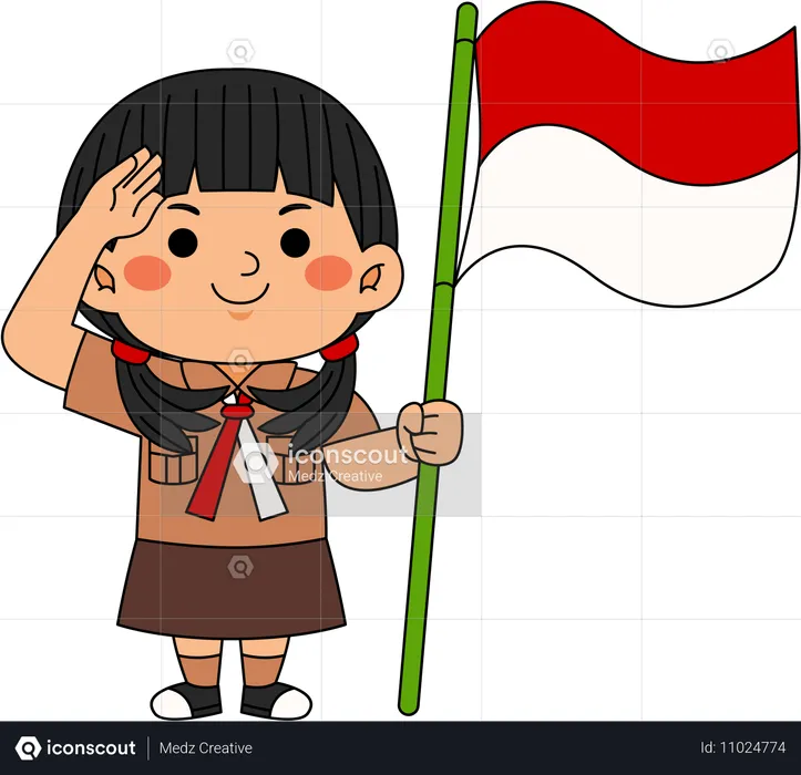 Scout Kid with flag  Illustration