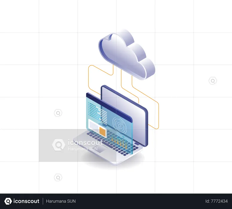 Screen server cloud data analysis  Illustration