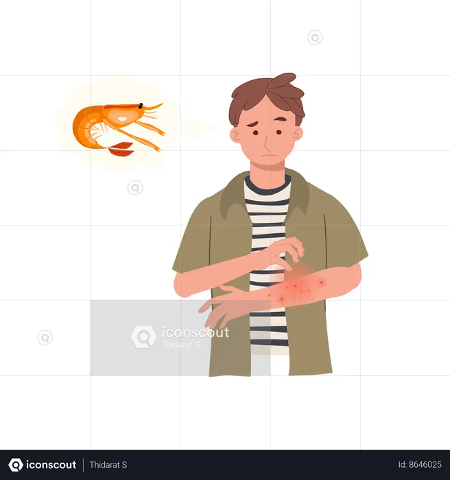 Seafood Allergy Reaction  Illustration