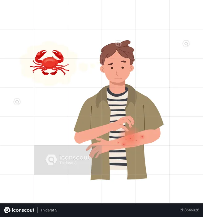 Seafood Allergy Reaction from crab  Illustration