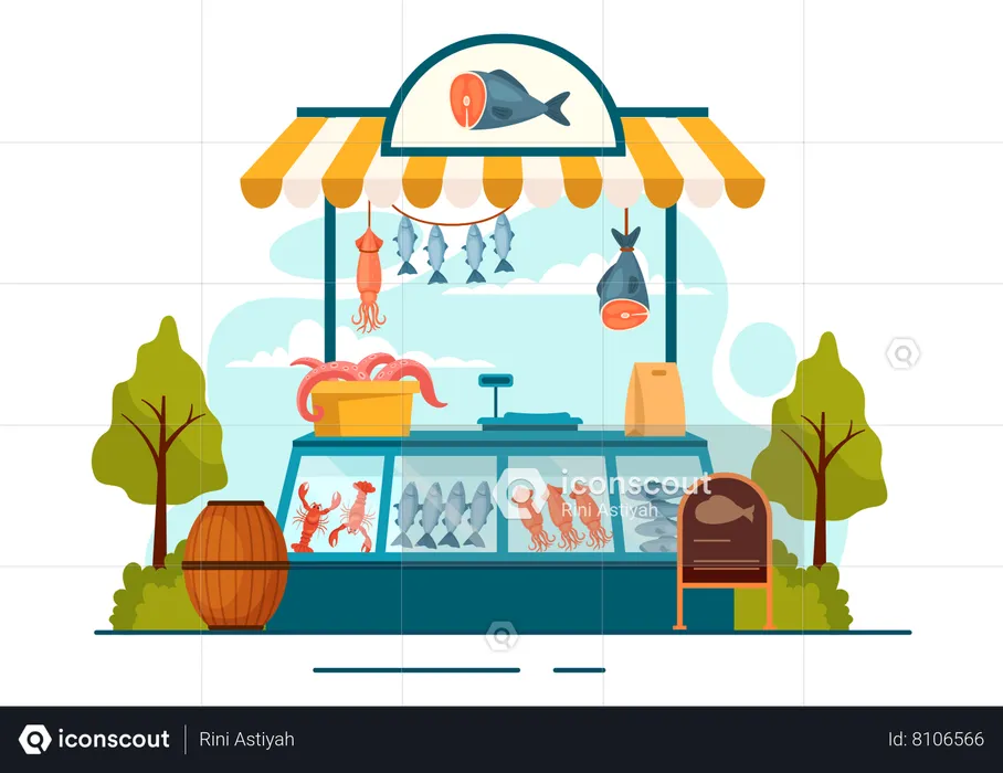 Seafood Market  Illustration