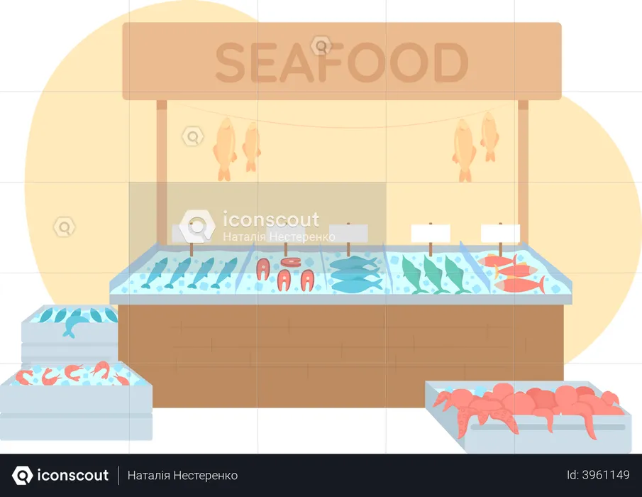 Seafood stall  Illustration