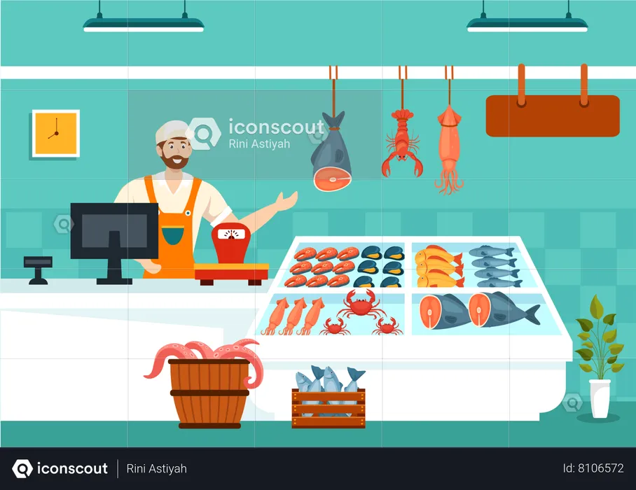 Seafood supermarket  Illustration