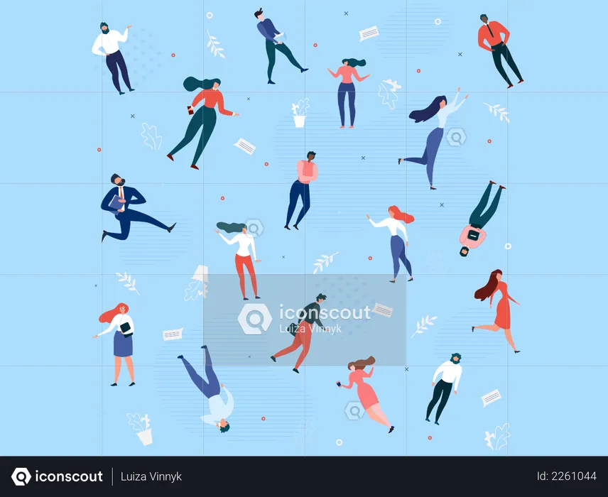 Seamless Pattern with Business People Walking  Illustration