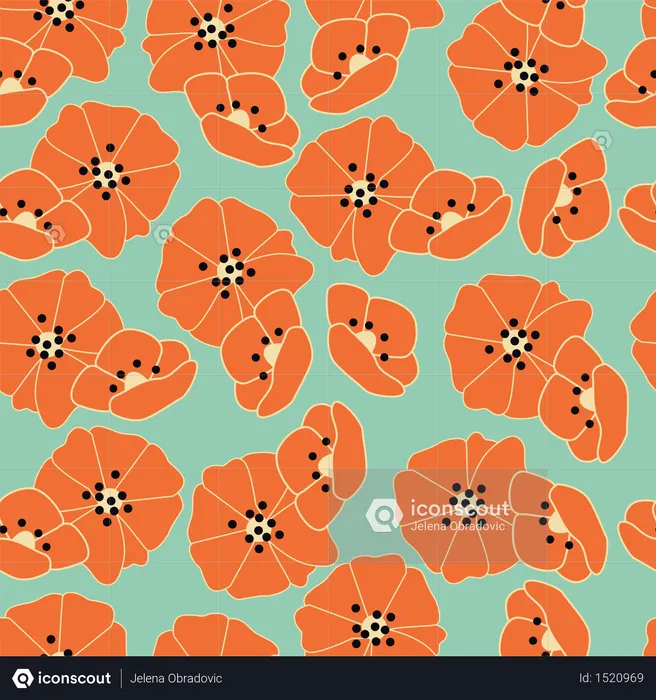 Seamless pattern with flowers and floral elements, nature life, vector illustration  Illustration