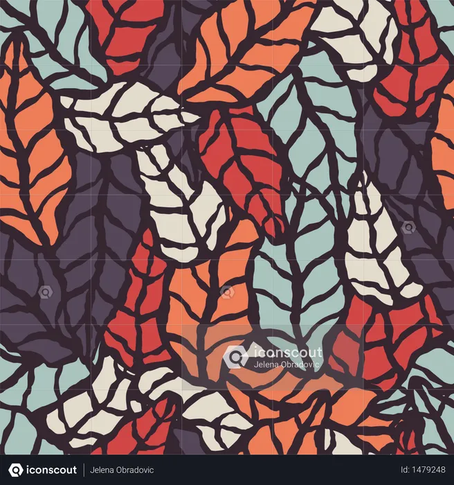 Seamless pattern with hand drawn natural leaves  Illustration