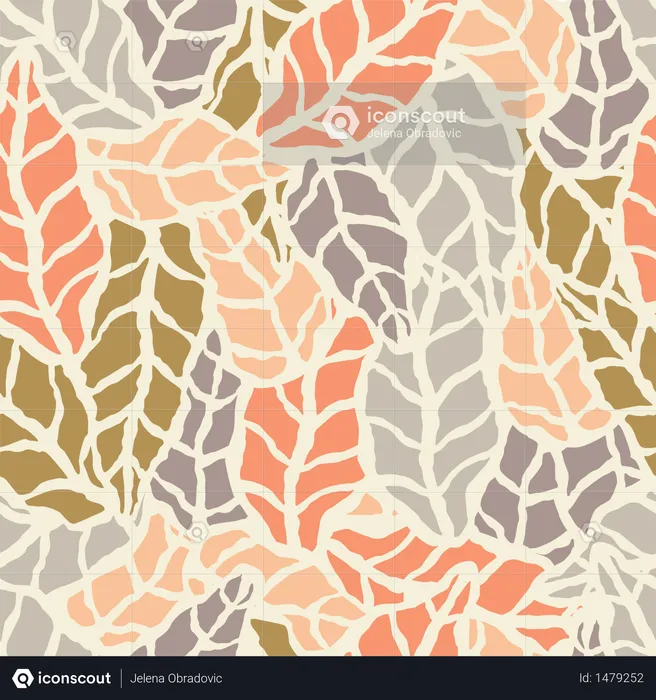 Seamless pattern with hand drawn natural leaves  Illustration