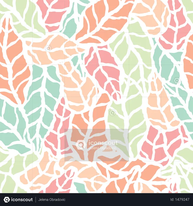 Seamless pattern with hand drawn natural leaves  Illustration