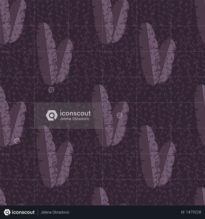 Seamless pattern with jungle palm leaves on purple background  Illustration
