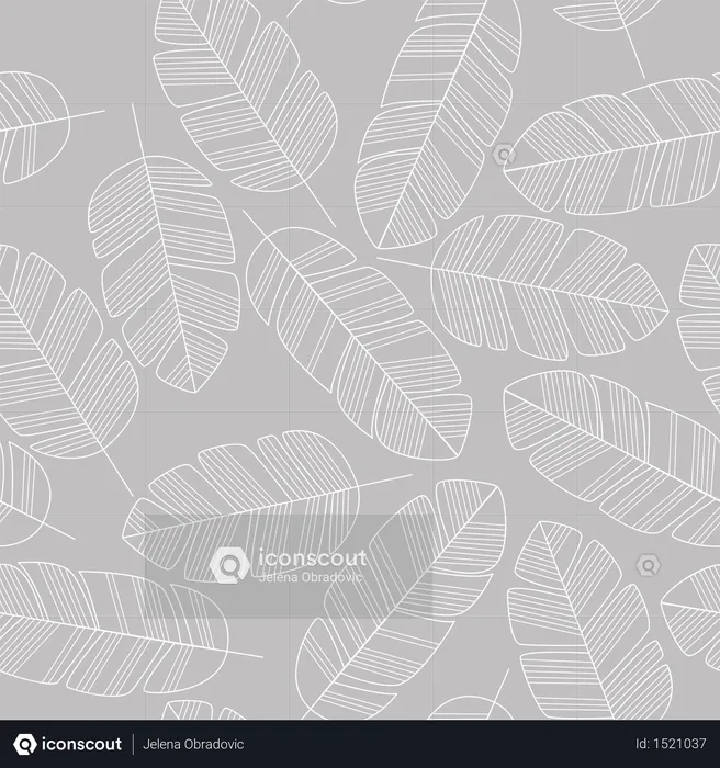 Seamless pattern with white leaves on gray background  Illustration