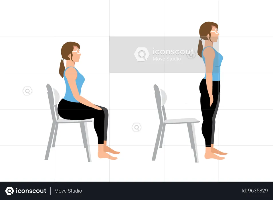 Entraînement assis en position debout  Illustration