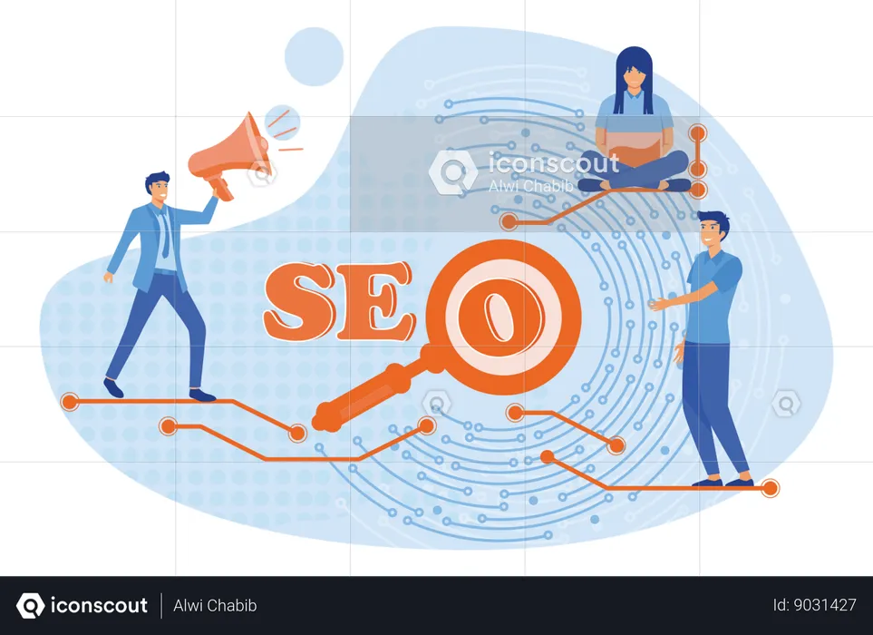 Search Engine Optimization And  Social Media To Engage Online User  Illustration