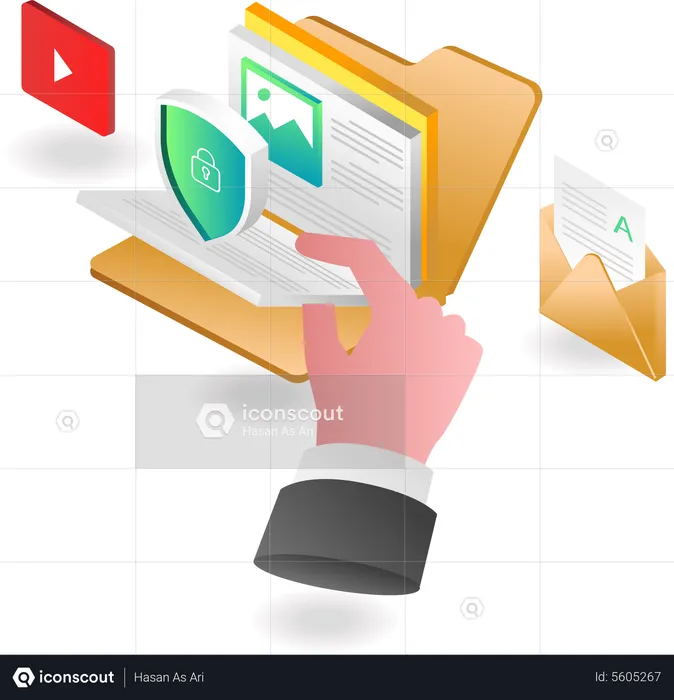 Search for document in secure folder  Illustration