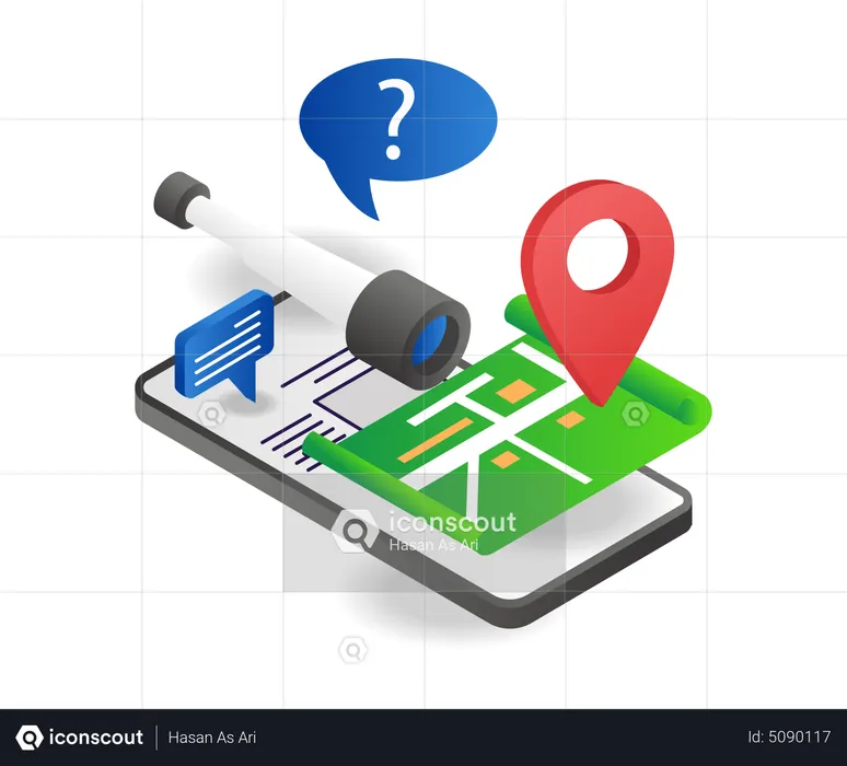 Search for location via app  Illustration