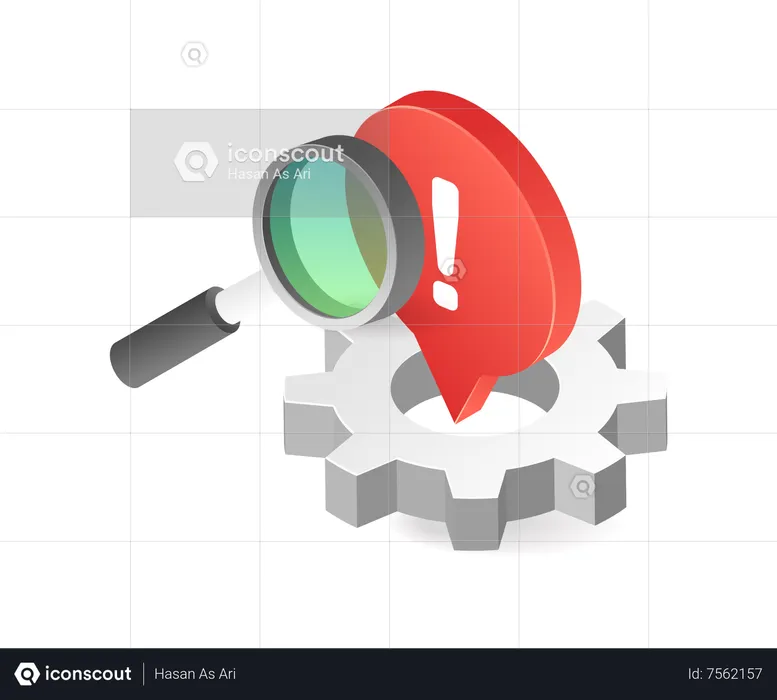 Search process gear symbol and get warning  Illustration