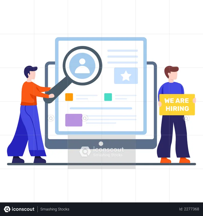 Searching Best Employee Profile For Hiring  Illustration