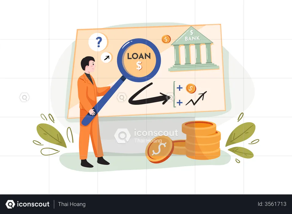 Searching for business loan  Illustration
