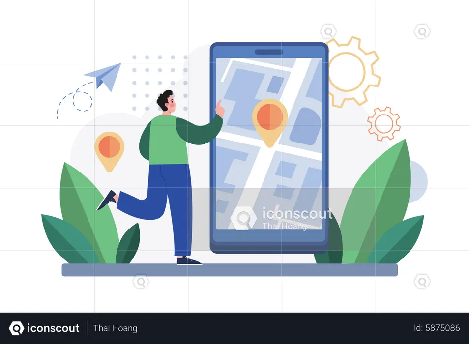 Searching for location  Illustration