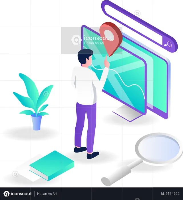 Searching Location  Illustration