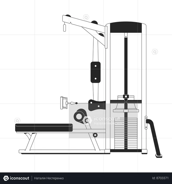 Seated cable row machine  Illustration