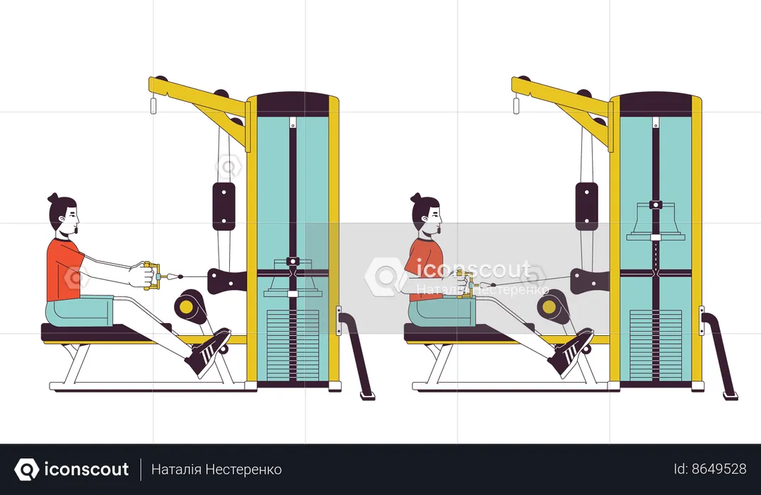 Seated row machine  Illustration