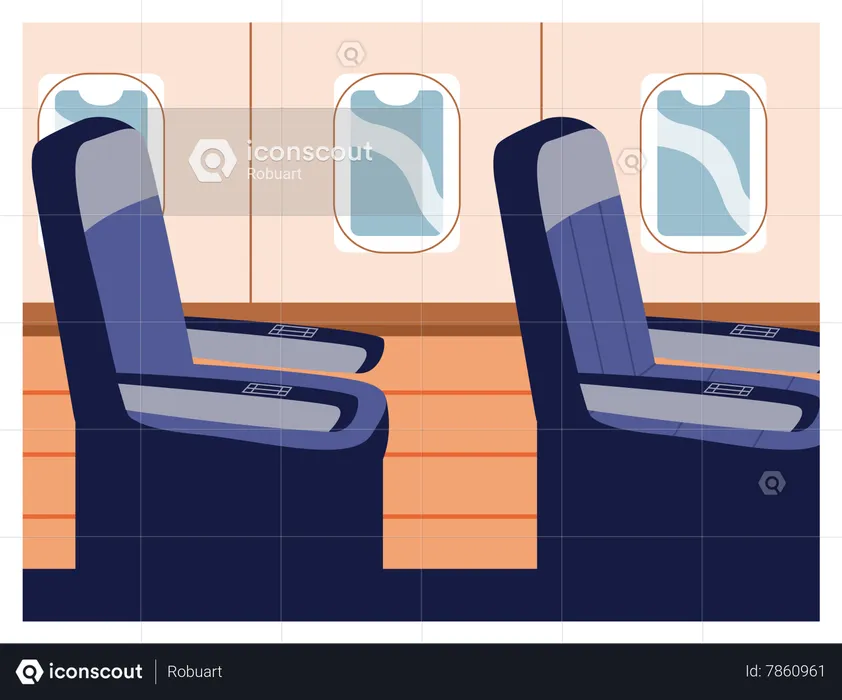 Seats in plane near windows  Illustration
