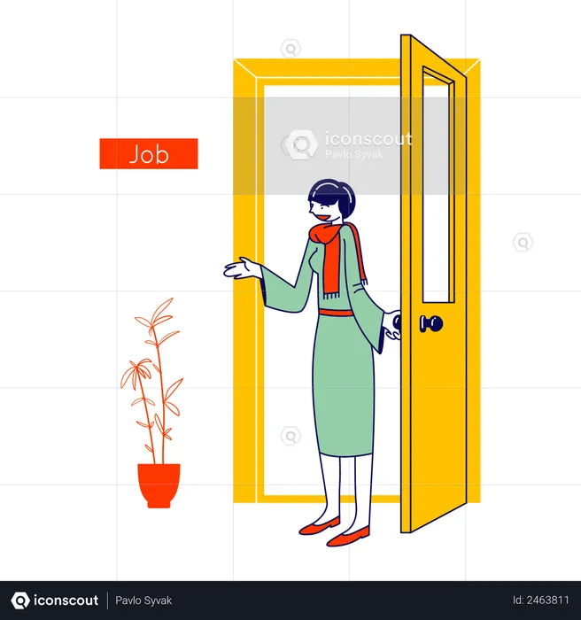 Secretary calling job candidate for interview  Illustration