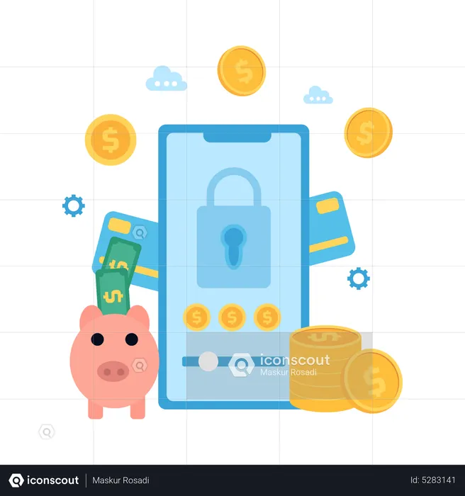 Secure bank app  Illustration