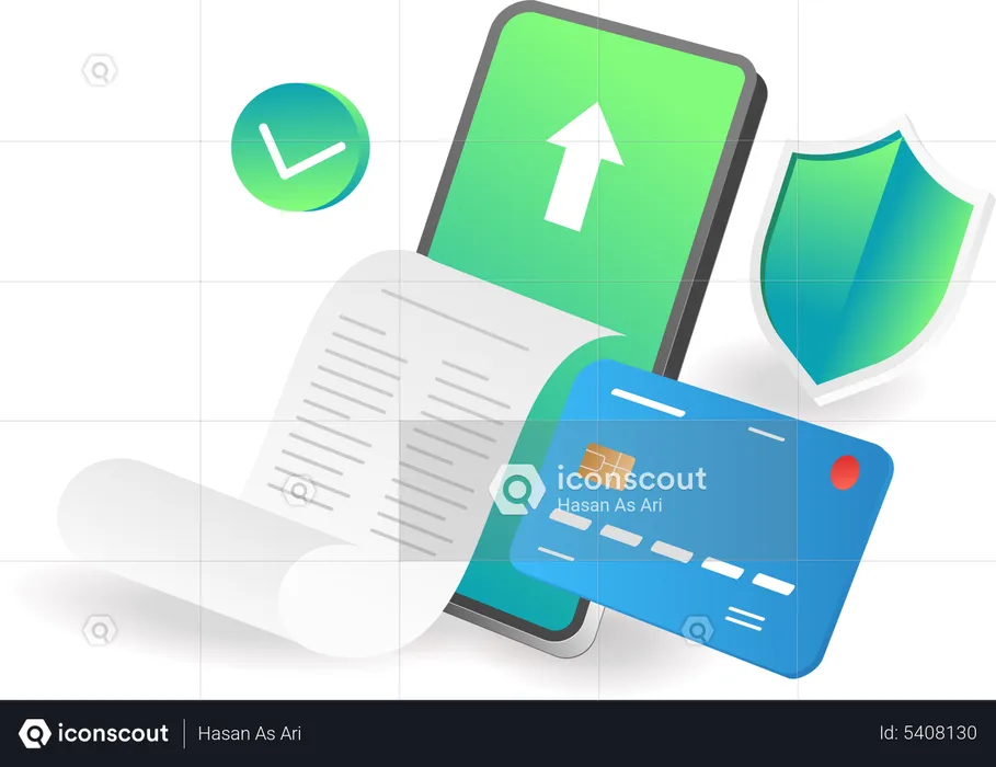 Secure card payment receipt  Illustration