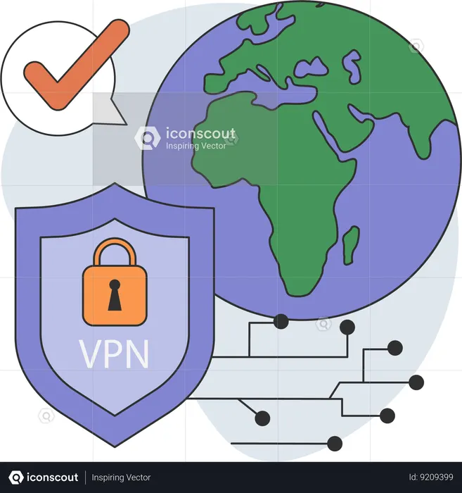 Secure data using vpn network  Illustration