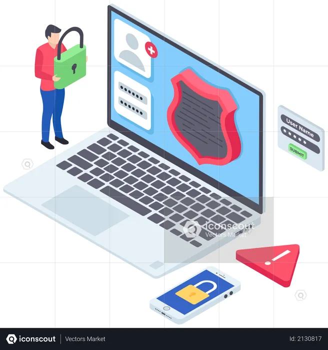 Secure Devices or Password Protection  Illustration