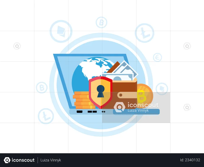 Secure global money transfer  Illustration