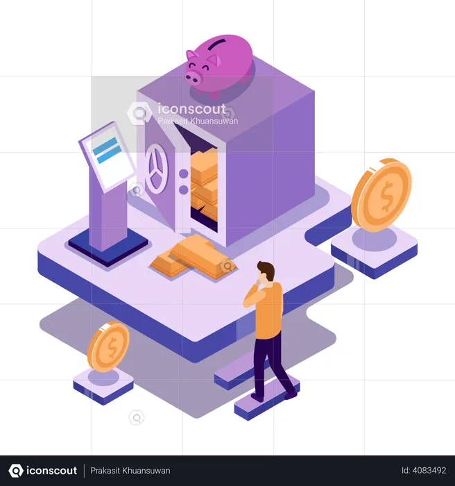 Secure investment in vault  Illustration