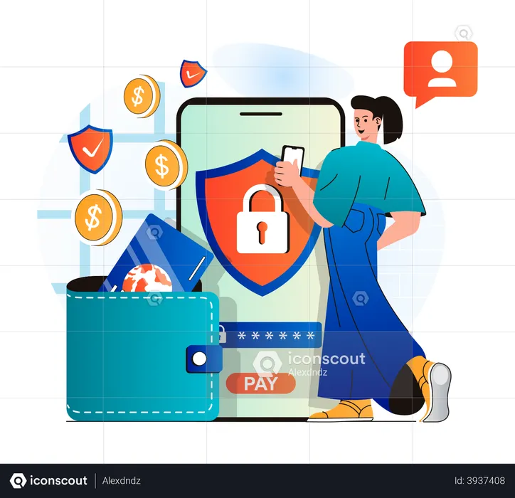 Secure mobile banking app  Illustration