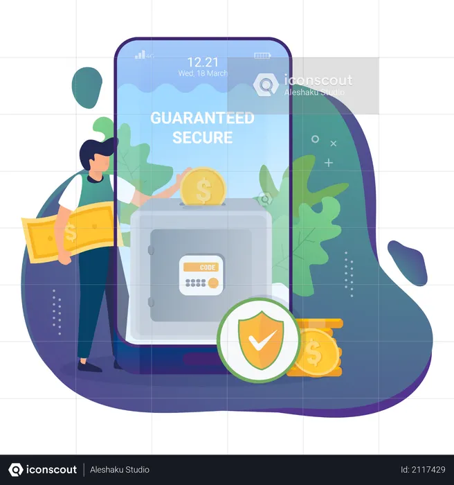 Secure money transfer  Illustration