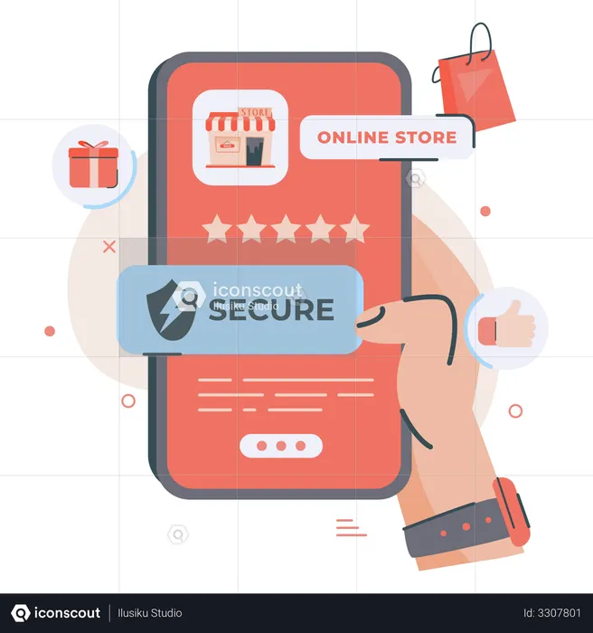 Secure online shopping application  Illustration