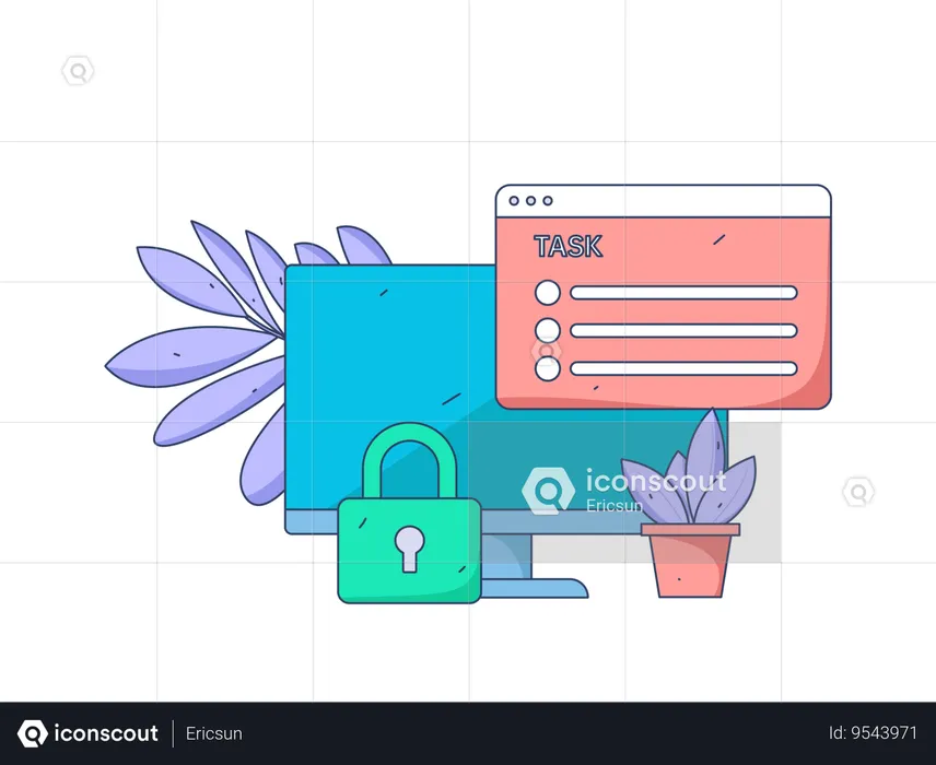 Secure task on website  Illustration