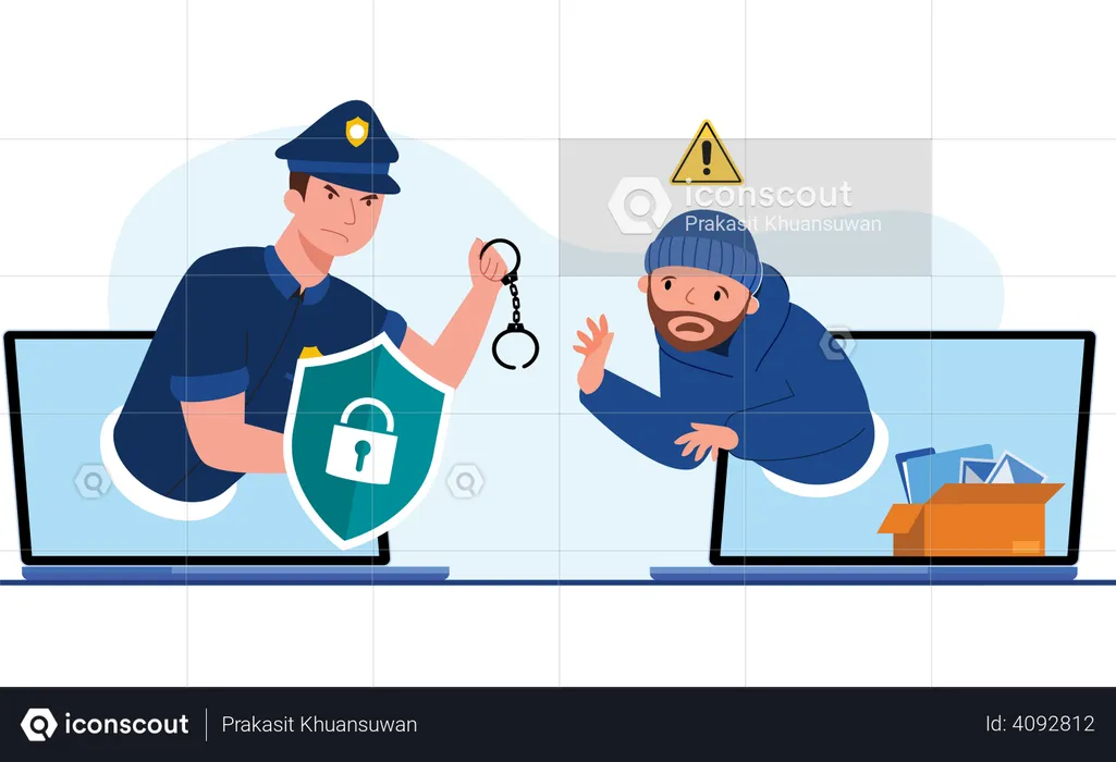 Best Security Agents Catch Hacker Illustration Download In Png And Vector Format