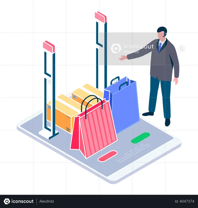 Security Check at shopping mall  Illustration