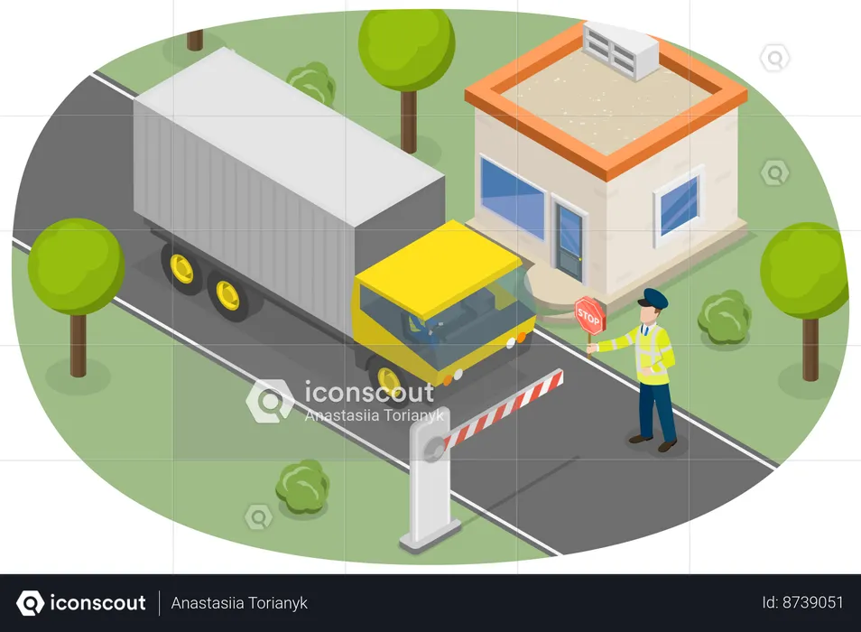 Security Check Of Car  Illustration