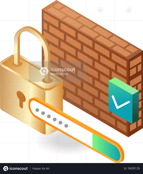 Security firewall protected with password  Illustration