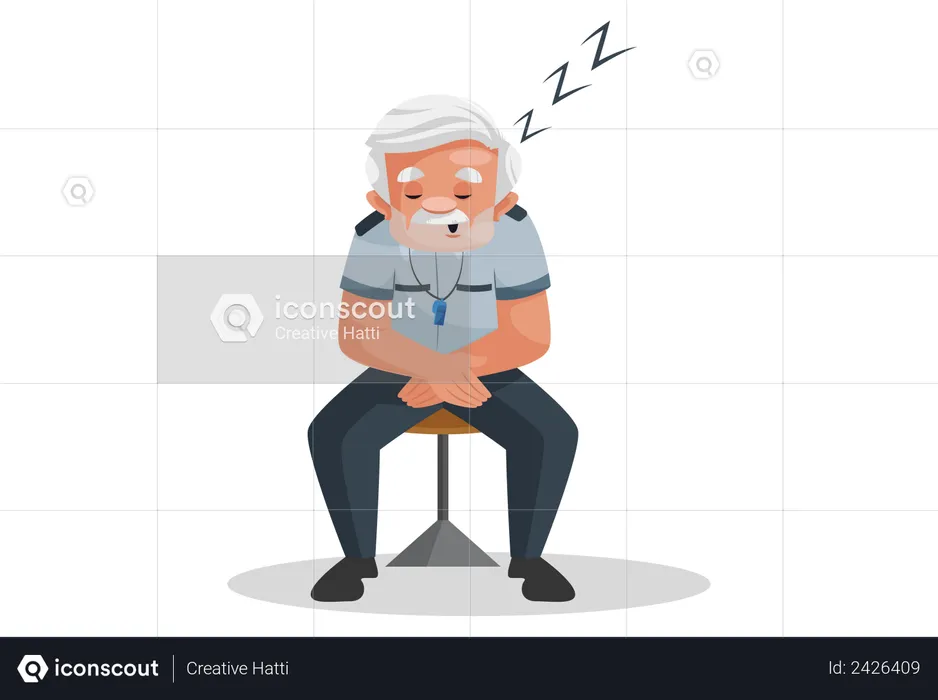 Security guard sleeping  Illustration